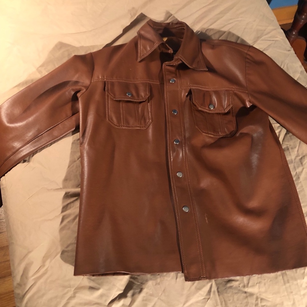 Vintage Brown Leather Button-Up Jacket